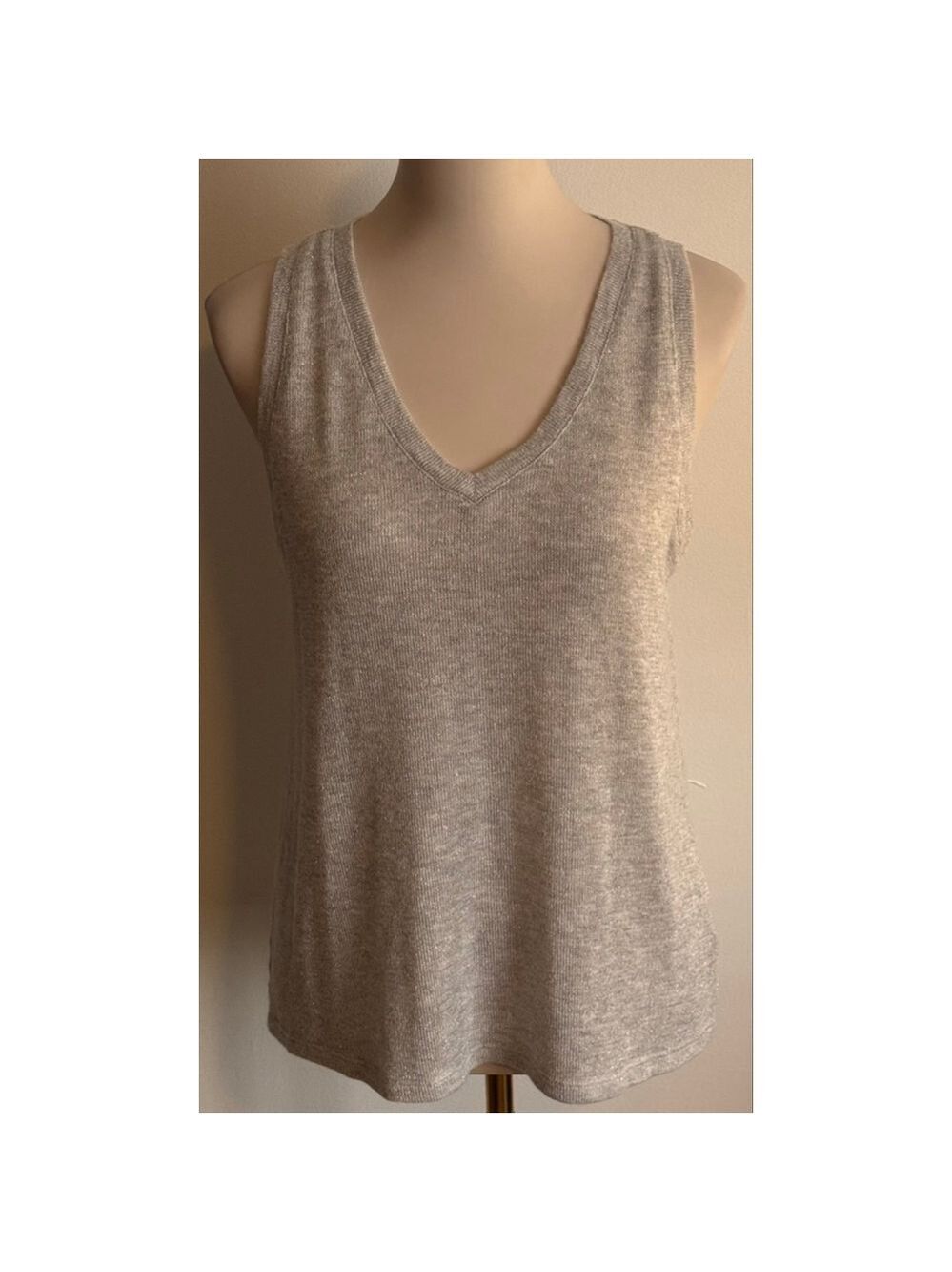 Women's Simply Vera Vera Wang Silver Sparkle Knit Tank Top L